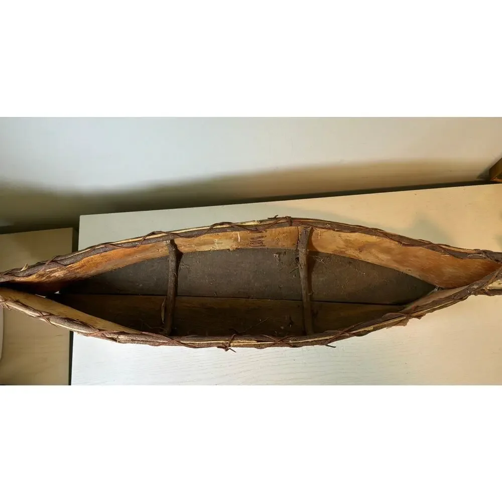 Hand Crafted American White Birch Bark Canoe 33